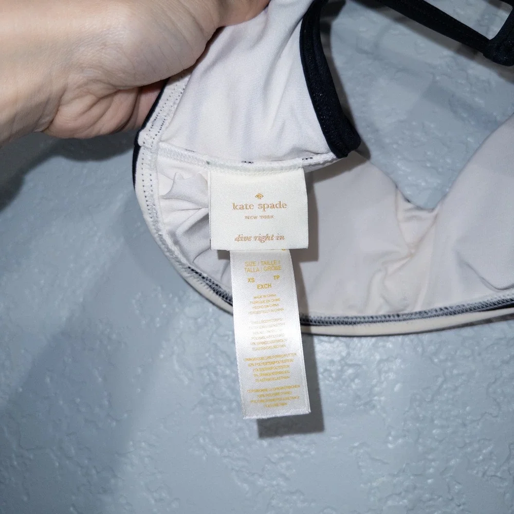 Kate Spade Cream & Black Striped‎ Swimsuit Top Size XS